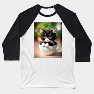 Adorable Cat Illustration - Modern Digital Art Baseball T-Shirt